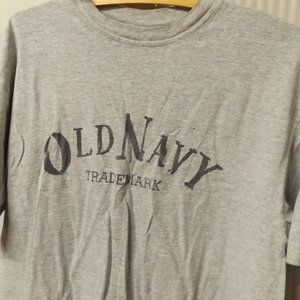 OLD NAVY LOGO, MEDIUM, GRAY CREWNECK, SHORT SLEEVE T-SHIRT,